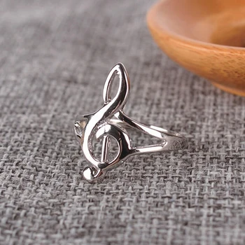 1Pc Fashion Cute Silver Color Musical Music Note Ring Treble Clef Ring Jewelry Gift 1