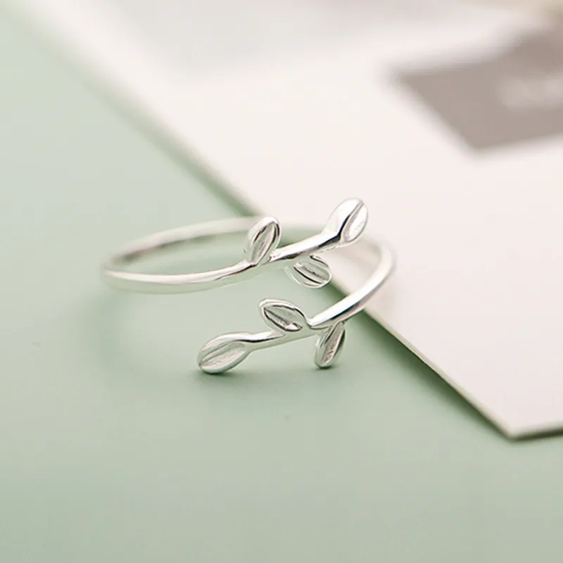Bijoux, простой стиль, 925 пробы, серебряный лист, кольца для женщин, подарки, большие Регулируемые кольца на палец