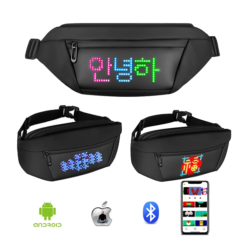 New Dynamic Chest Sling Bag With LED Display Women Men Cool APP DIY Luminous Stylish Sports |
