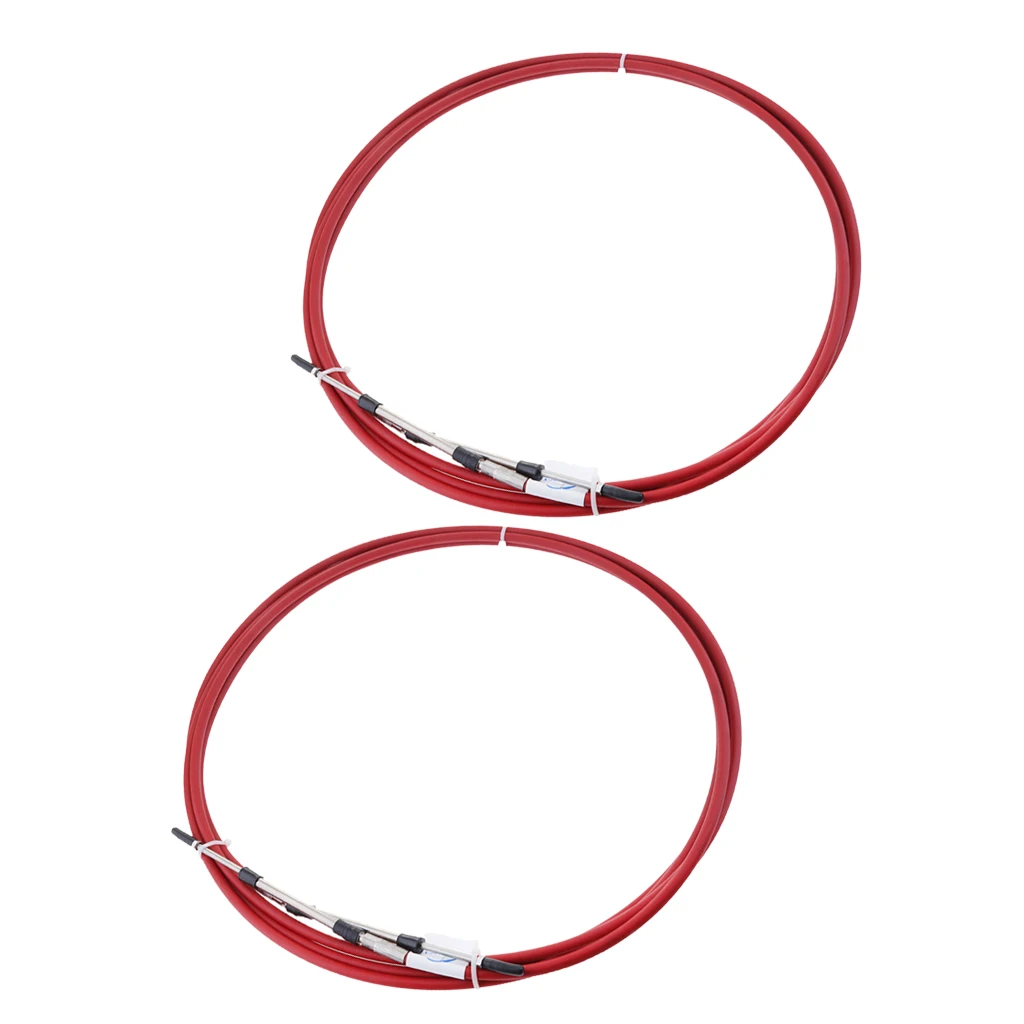 2pcs Red 080 Series Type Boat Marine Throttle & Shift Control Cable 10 FT