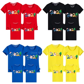 

2021 New Year Christmas Mom and Daughter Clothes Family Matching Clothing Kids Outfits Xmas Short Sleeve Baby Boy Girls Shirt