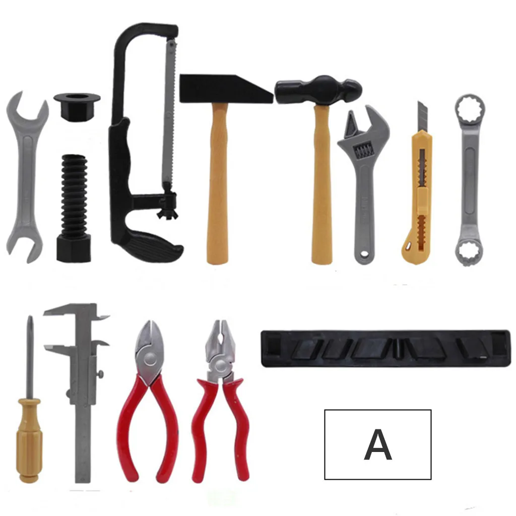 A 14 шт. Детский DIY пластиковый строительный набор инструментов, Обучающие игрушки, обучающие игрушки, подарки, отвертка, плоскогубцы, гаечный ключ, топор, Ремонтный механик - Цвет: A