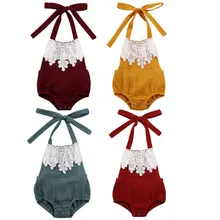 Body de plage en coton pour bébé, vêtements d'été, mignon, dentelle florale, lin, dos nu, vêtements pour nouveau né, livraison gratuite