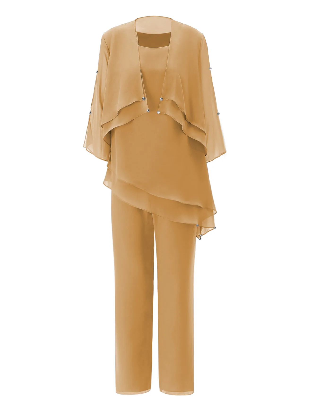 Brown SOLOVEDRESS темно-синего цвета, женское асимметричное шифоновое платье брюки для матери невесты, костюмы, наряд с шортами, куртка из 3 предметов, SL-M11 - Цвет: Brown