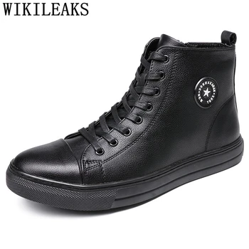 

Leather Shoes Men High Top Sneakers Designer Shoes Men High Quality Black Sneakers Mens Casual Shoes Hot Sale Обувь Мужская