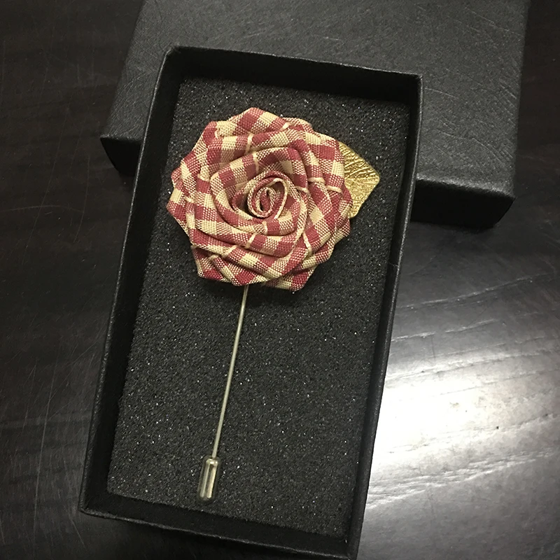 No BOX Brooches Мужчины женщины сплав лацкан булавка брошь бижутерия свадьба клуб вечерние костюм рубашка куртка пальто плед полосатый броши в форме цветка розы корсаж - Цвет: No BOX Brooches