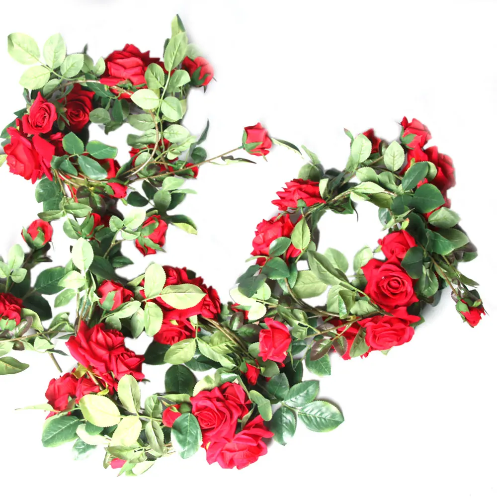 Ivy Vine Artificial Flowers Wedding Decorations Silk Rose Arch Decor With Green Leaves Hanging Wall Garland With Green Leaves
