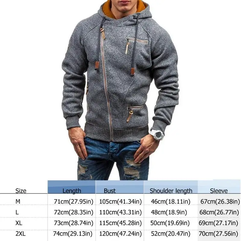 Большие размеры Мужские толстовки спортивный костюм осень зима Drawstring карман с капюшоном кардиган сбоку на молнии зауженный пальто Верхняя одежда