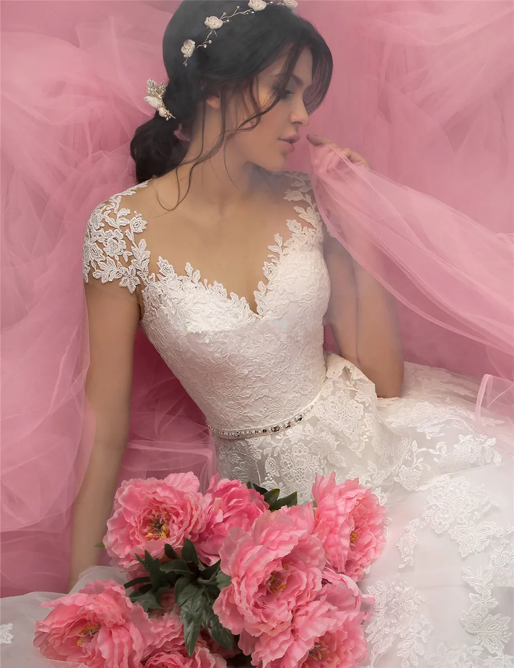 Vestidos de novia, кружевное свадебное платье с короткими рукавами, открытая спина, кружевное платье, богемное свадебное платье