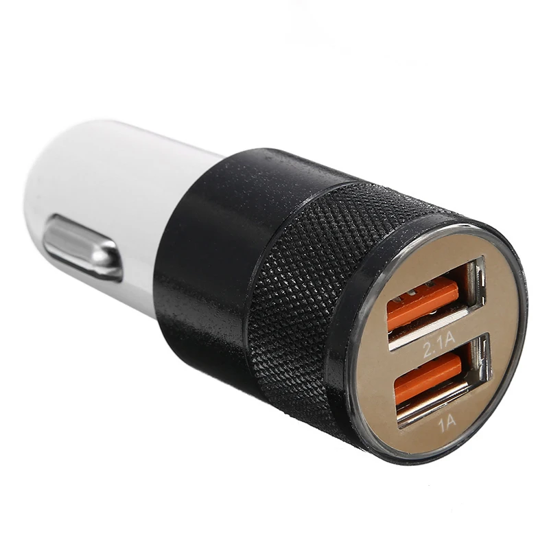 New Compatible DC 12-24V 2.1A 1.0A Aluminium Dual USB-port USB Universal Car Charger Adapter Suitable For i-phone6/6s/5