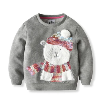 

Children Girls Spring Sweatshirts Long Sleeve Snowman Sequins Tops Warm Teenager Cotton T-Shirt 5 6 7 8 9 10 11 12 13 14 Years
