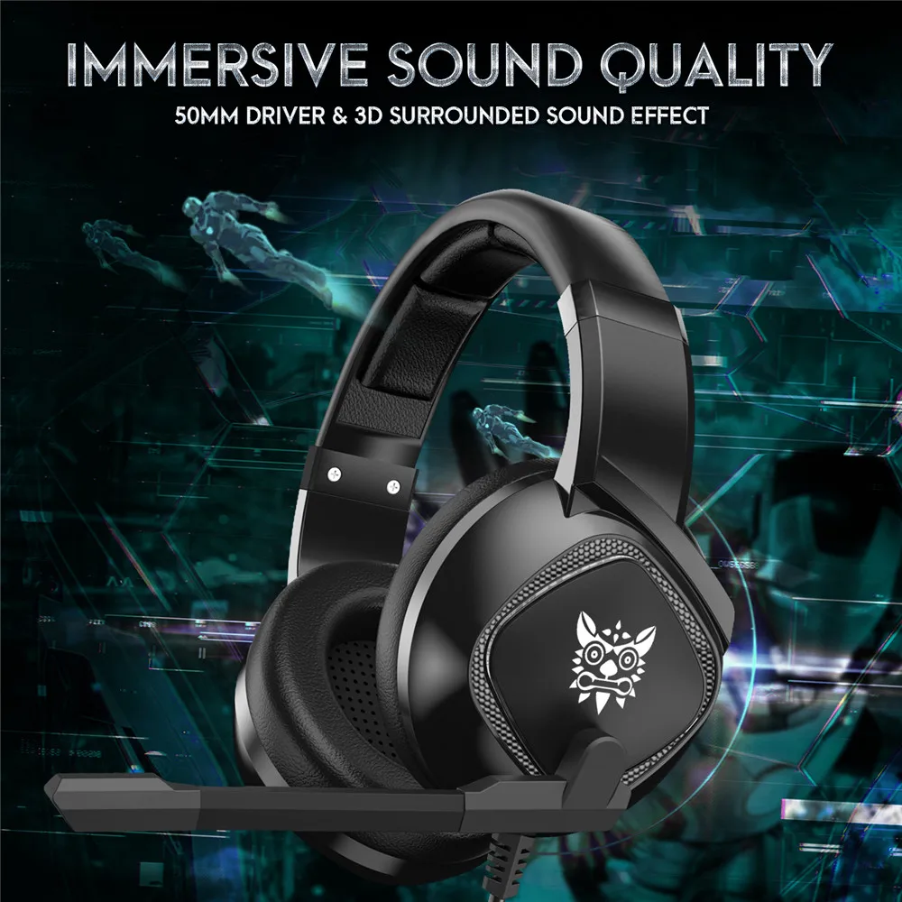 ONIKUMA K19 Gaming Heaset для PS4 стерео наушники с микрофоном/светодиодный свет для Xbox One/ноутбука планшета/телефона