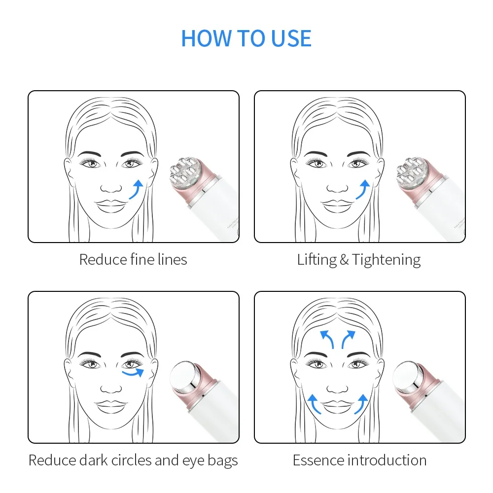 Mini EMS Eye Massager ION Heat Eye Facial Lifting Massager Anti Wrinkle LED Light Photon Therapy Skin Rejuvenation Beauty Device