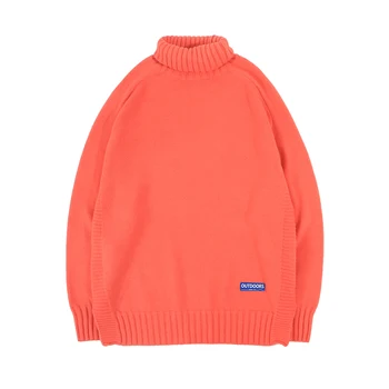 

Men Oversize Japanese Cotton Turtleneck Sweater 2020 Solid Pink Colorful Sweater Pullover Sweater Women Harajuku Winter Clothes