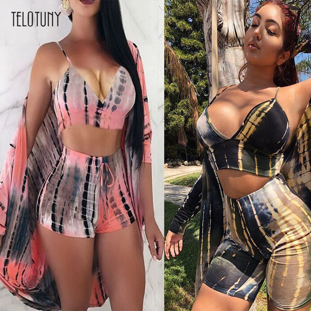 TELOTUNY сексуальный женский комплект бикини с принтом купальник из трех частей