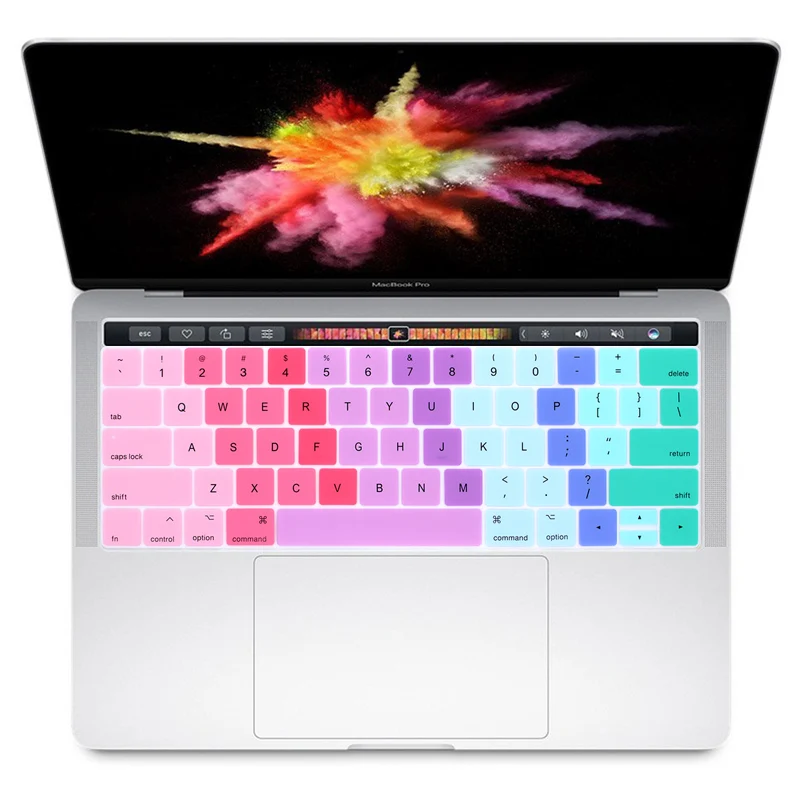 HRH Радужный силиконовый чехол для клавиатуры США защита кожи Macbook Pro 13 &quotA1706 A1989 и