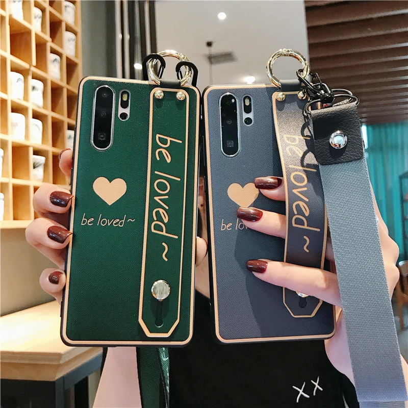 

Embossed Love Wrist Strap Back Cover for huawei Mate 30 20 x Pro Nova 5i 4e 3i 2s P30 P20 Pro Honor 8X 20i 9X 10 phone case capa