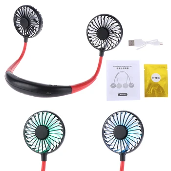

Mini LED Fan USB Portable Fan Neck Fan Neckband With Rechargeable Battery Small Desk Fans handheld Air Cooler Conditioner