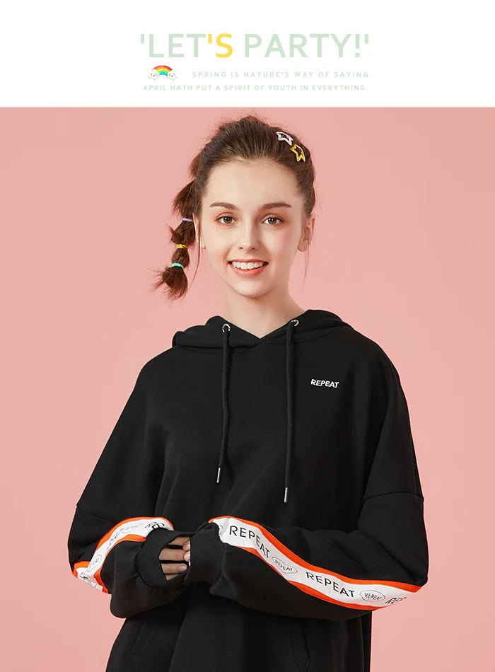 Semir толстовки для женщин молодых весна и осень мода свободные тонкие плеча Блузка корейский Письмо печати с капюшоном bf ветер