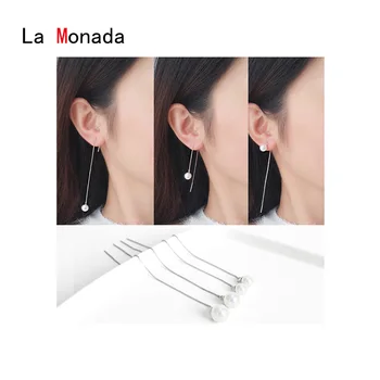 

La Monada Minimalist 925 Sterling Silver Dangle Drop Earrings For Women Fine Jewelry Glossy Pearl Long Tassel Chain Pendientes
