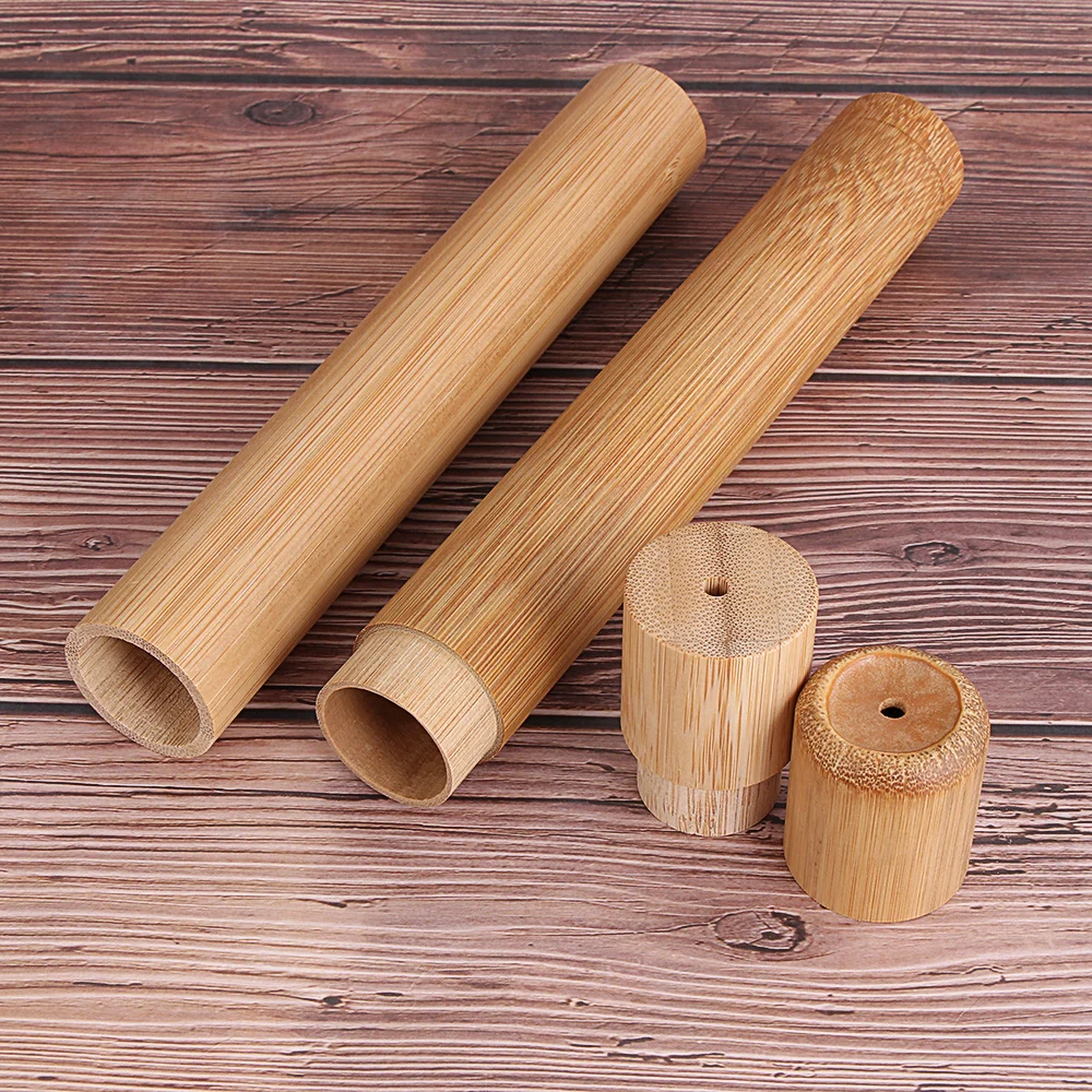 1PC Natural Bamboo Tube Eco-Friendly Toothbrush Case 21cm for Adult Health Oral Hygiene Travel Portable Toothbrush Holder 4
