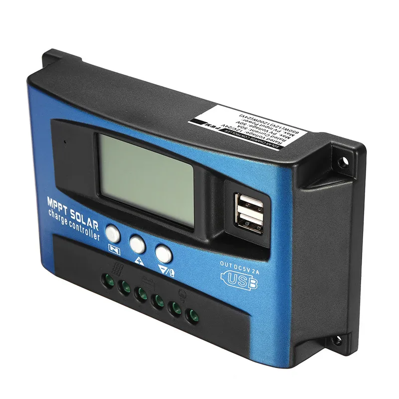 30/40/50/60/100A MPPT Контроллер заряда для фотоэлектрических систем, два USB выхода, ЖК-дисплей Дисплей 12V 24V Авто Солнечная батарея для телефона регулятор зарядного устройства с нагрузкой