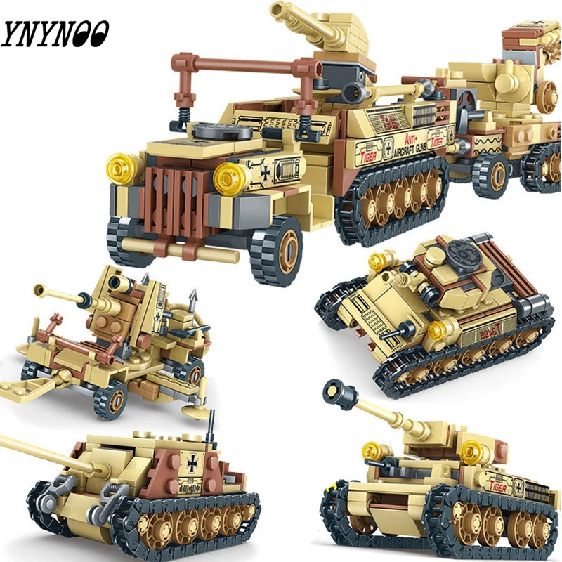 

678PCS Military World War 2 Tank Building Blocks Sets Miniature Gun Weapon LegoINGLs Army WW2 Soldiers Bricks Toys for Children