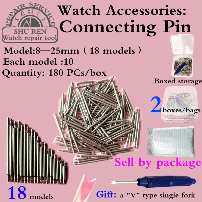 Free shipping 2 Boxes Bags Watch spring connecting pin 8 9 10 11 12 13 14 1