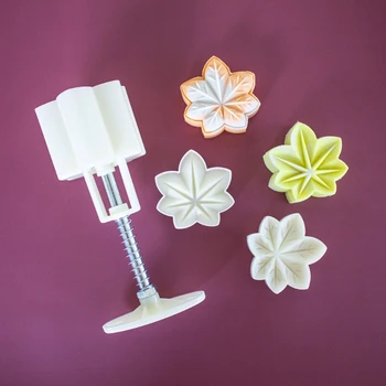 

DIY Bakeware Plastic Mooncake Mold 50/65g Cookie Cutter with 2 Stamps Hand Press Chocolate Moon Cake Mould