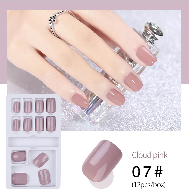 PinPai 12 шт многоразовые блестящие накладные ногти с полным покрытием, искусственные накладные ногти для декорированного дизайна