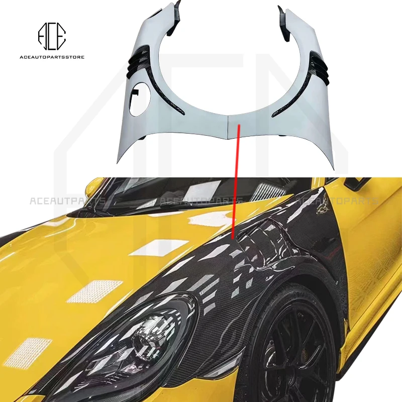 

Carbon fiber Side Fender Vent Trim Aprons For Porsche 718 Cayman Boxster GT4 Style Fenders Body Kit