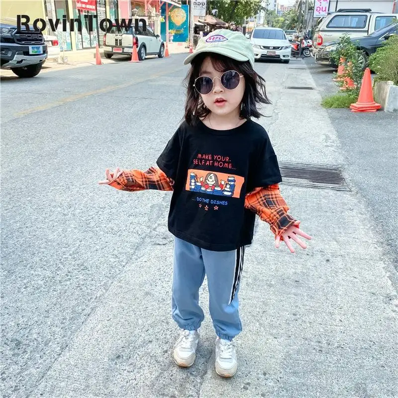 Футболка с длинным рукавом круглым вырезом и ложным воротником | Женская одежда