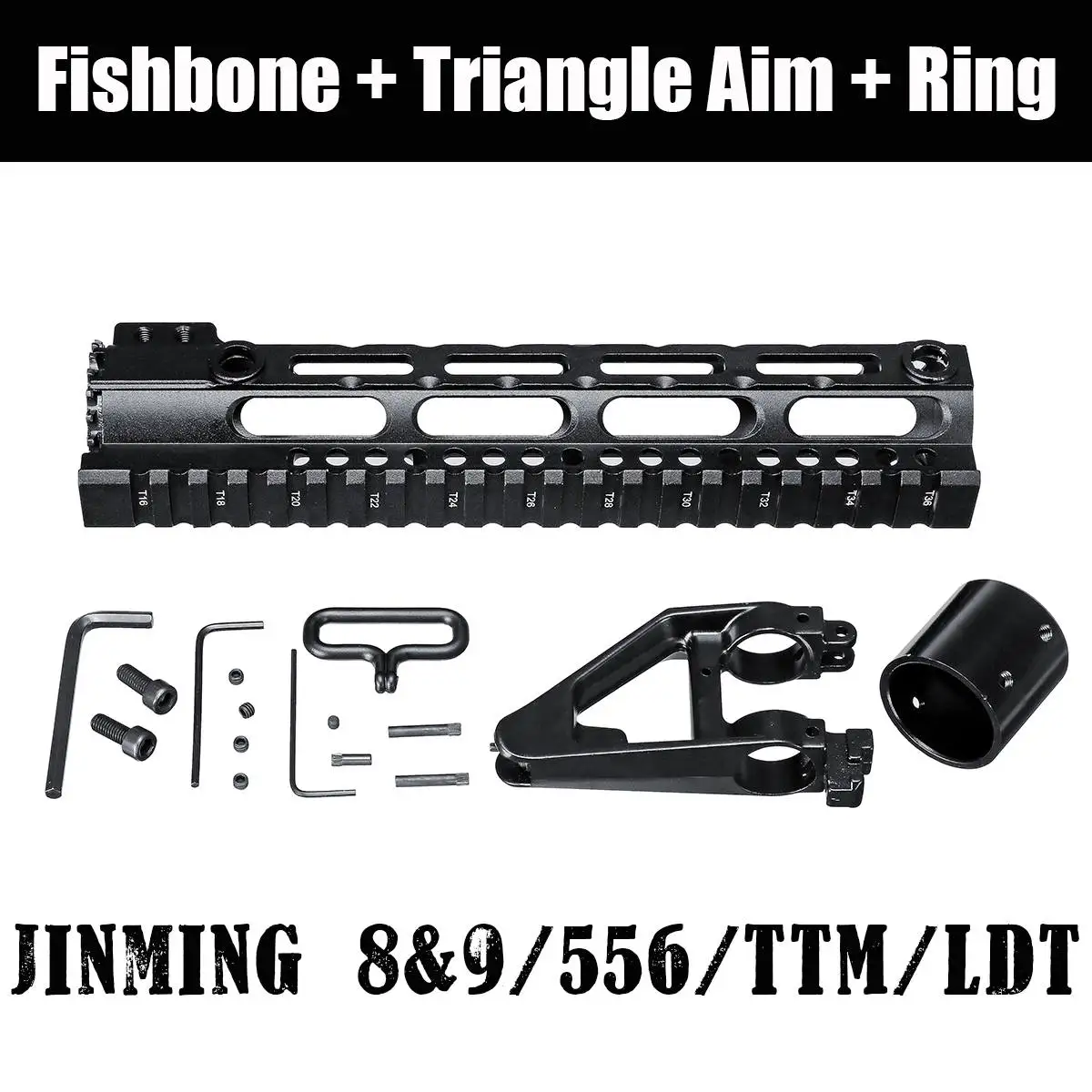 

9inch Metal Fishbone + Triangle Aim + Ring for Jinming Gen8 for Gen 9/556/TTM/LDT416 Gel Ball Water Toy Gu n Parts