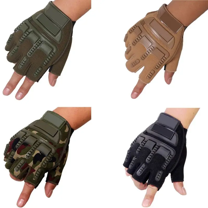 Мужские велосипедные армейские противоскользящие спортивные перчатки на полпальца, военные тактические перчатки