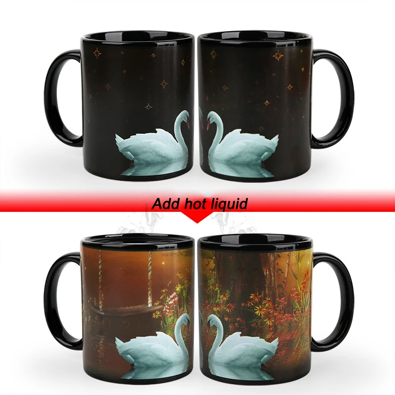 2019 креативные элегантные кружки с изображением Лебединого озера меняющие цвет