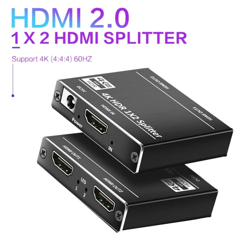 1 в 2 Выход HDMI разделитель ter 4K HDCP 2,2 1080P видео HDMI переключатель усилитель раздельный США штекер