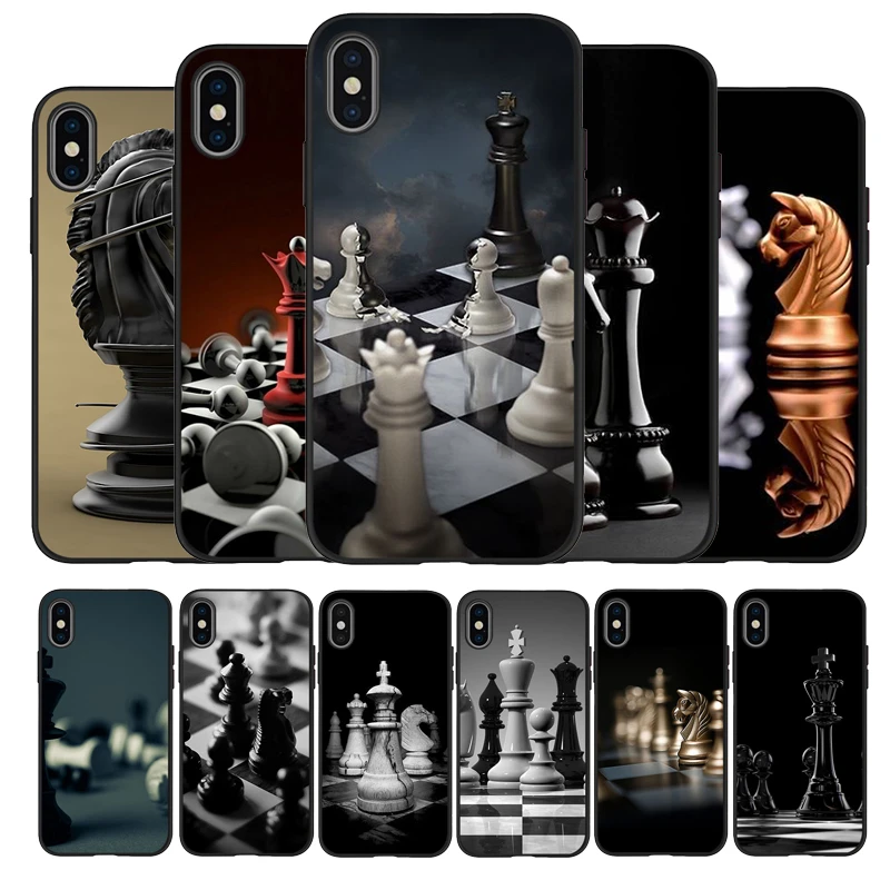 cute iphone se cases black and white chess black Silicone Phone Case For iPhone 13 12 XR XS Max 5 5S SE 2020 6 6S PLUS 7 8 X 11Pro Max 11 Cover iphone se clear case