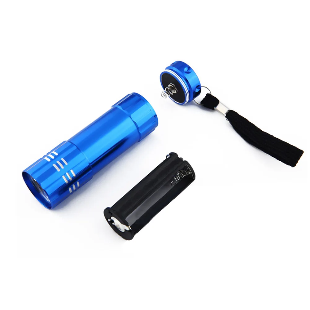 395nm Ultraviolet 9 LED Flashlight Portable Money Detection UV Light Torch Hunting Waterproof Detection without Battery uv flashlight