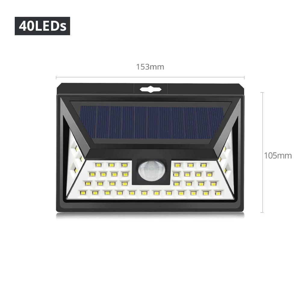 40LEDs Беспроводная солнечная панель мощность Открытый сад уличная дорожка свет PIR датчик движения настенный светильник водонепроницаемый ночной безопасности освещение - Испускаемый цвет: 40LEDs