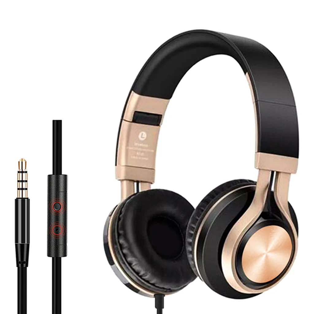 Foldable On Ear Deep Bass Wired Headphones with Mic for Phone Computer Laptop PC Tablet Earphones Headset Music Gaming Earphone