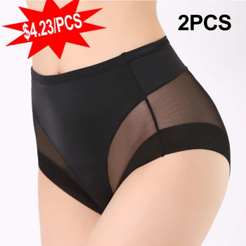 

2PCS Women Underpants Sexy Lingerie Panties Briefs Boxer Femme Ladies Mesh Underwear Cotton Brief Quick Dry Solid Seamless Panty