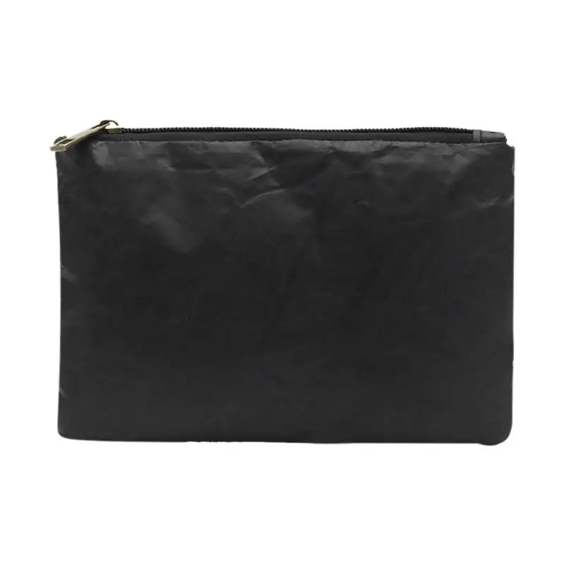 Ретро Tyvek, экологичный клатч, женский простой однотонный кошелек, женская косметичка, сумка для макияжа, женская сумка - Цвет: Черный