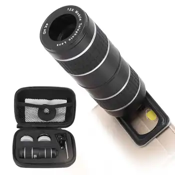 

Mini Monocular Telescope 12X Telephoto Lens + 4K Wide Angle Lens + 15X Macro Lens + 180 Degree Fisheye Lens for Smartphones