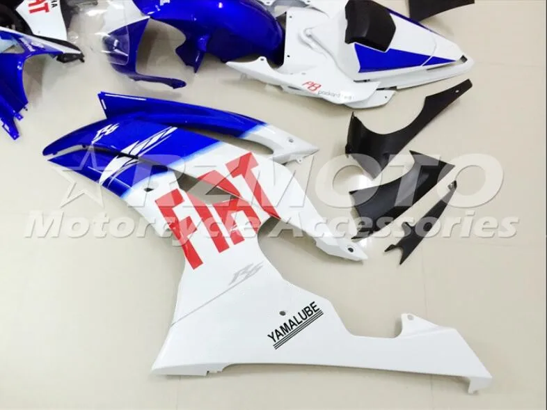 Стиль набор впрыскивателей Мотоцикл Обтекатели Fit для YAMAHA YZF-R6-600 2008- 08-16 обтекатель КУЗОВ комплект синий белый холодный
