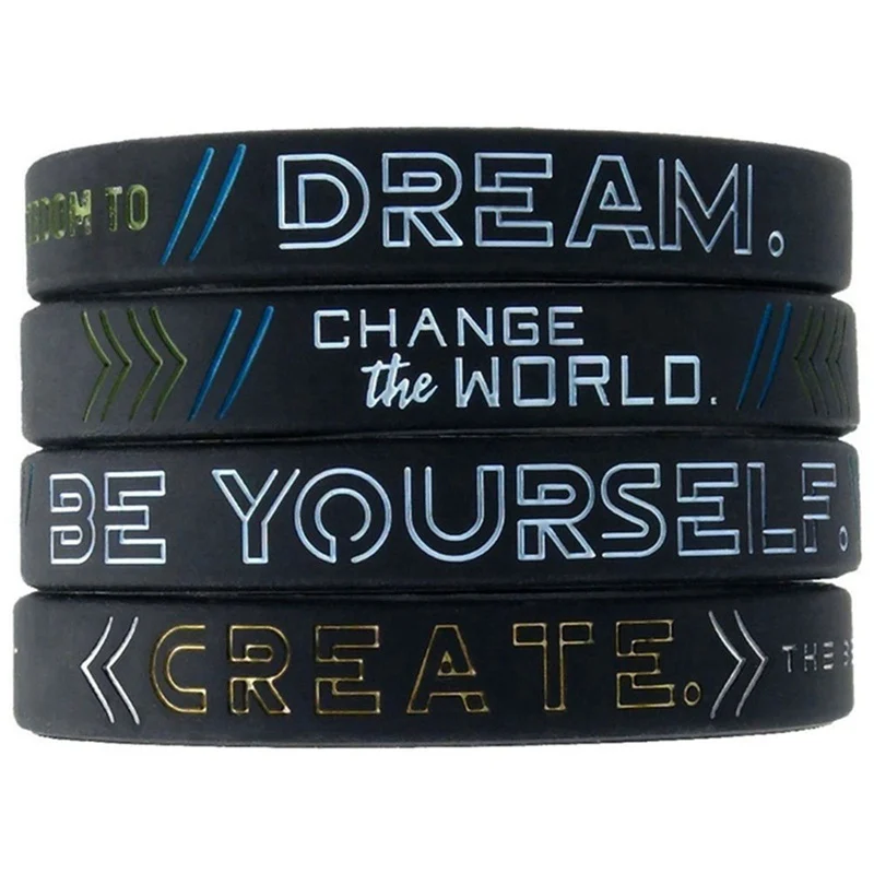 Inspiring Bracelets Motivational Be Yourself Change The World Create Dream Inspirational Silicone Wristband 1Pc