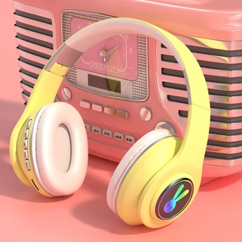 

New Kids Headphones Ear Luminous Head-mounted Wireless Bluetooth Headset With Microphone Hands-free Support TF Card Headphones