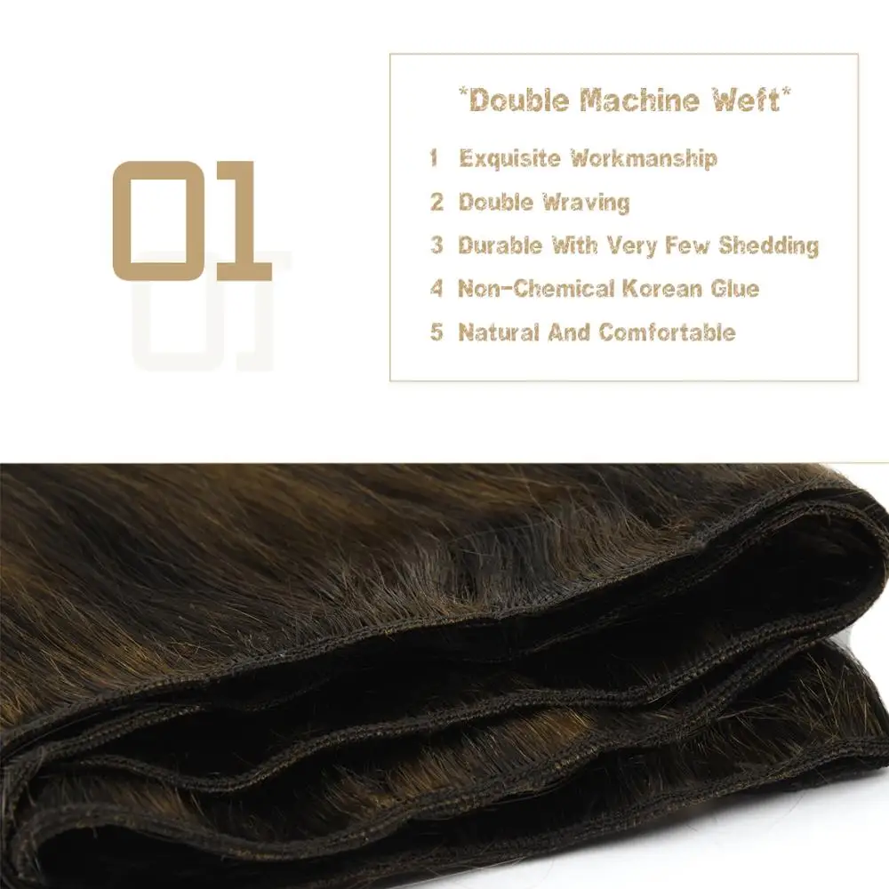 Vlasy 22'' Double Drawn Human Hair Weft 100g Remy Hair Bundles Weave Newest Balayage Color Milkshake & Cinnamon Salon Style