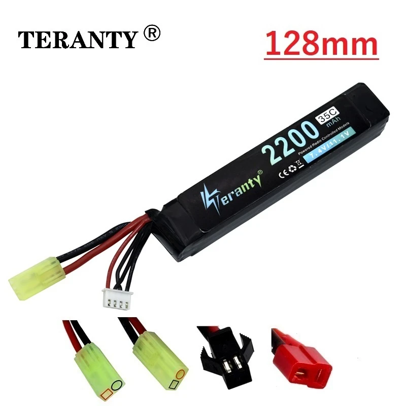 Игрушечный водяной пистолет 11,1 В перезаряжаемый аккумулятор 3S 2200mAh 35C для мини-страйкбола, пневматического пистолета, электрические игрушки, радиоуправляемые пистолеты, запчасти#128 мм