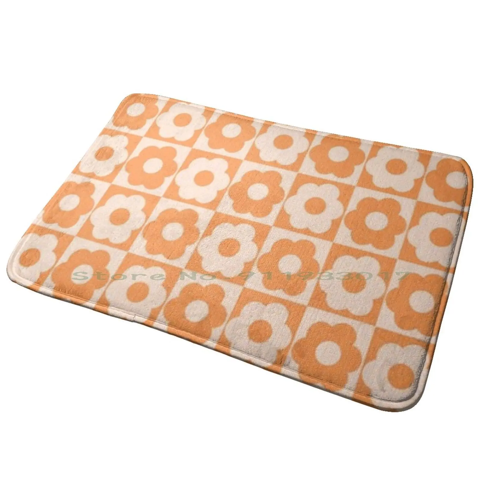 Orange Flower Print Entrance Door Mat Bath Mat Rug Motorcycle Battlegreen Bulleteer 1901 Desertstrom Royal Enfield Anti-Slip