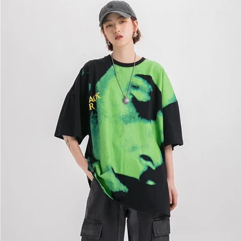 

Portrait Printing Oversized Women's Tshirts O-neck Street Hop Hop T Shirt Summer Female Tops